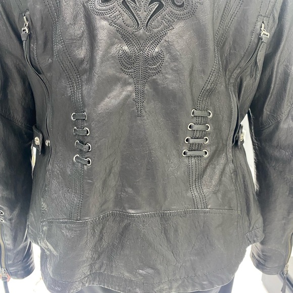 Harley Davidson Embroidered Leather Jacket - Picture 4 of 12